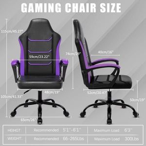 Video Gaming Computer Chair with Adjustable Height Swivel PU Leather Executive Wheels Desks Office Chair with Arms - Product Image 2