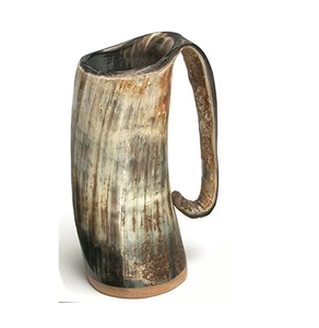 Corne à boire Viking en matériau organique de haute qualité avec bordure en laiton, faite à la main, écologique, cadeau de Noël - Prix bas - Product Image 6