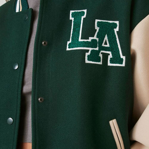 Chaqueta de Lana Corta para Mujer, Estilo Letterman, Tallas Grandes, Cuello Alto, Relleno de Algodón Transpirable para Invierno, Superventas - Product Image 5