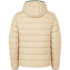 Manteau à capuche beige pour homme, coupe classique, fermeture éclair décontractée, couleur unie, léger, softshell, 150g-200g, poches, polyester - Product Image 2