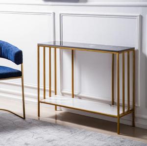 Modern Marble Top <b>Console</b> <b>Table</b> with <b>Gold</b> Metal Frame Contemporary Entryway Accent Furniture - Product Image 3