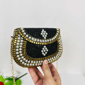 Handmade Modern <b>White</b> Pearl Beads Sling <b>Bag</b> Clutch Polished Sculpture Metal Crafts for Weddings Events Antique Shoulder Purse - Product Image 6