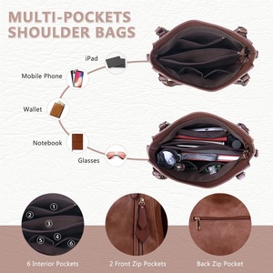 Best Top Seller AZORES SPORTS Women <b>Soft</b> Genuine <b>Leather</b> Durable Zipper Closure Shoulder <b>Bag</b> Outdoor Pocket Vintage Large - Product Image 4