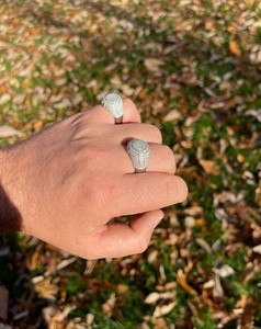 Iced Out Moissanite <b>Ring</b> Micro Pave Oval Zircon <b>Dome</b> Signet Band for Men Women Party Jewelry - Product Image 3