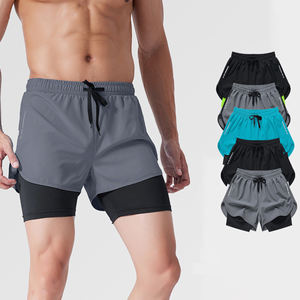 Pantalones Cortos Deportivos Casuales para Hombre, de Doble Capa, Transpirables, Anti-UV, de Secado Rápido, Compresión, Malla de Poliéster - Product Image 1