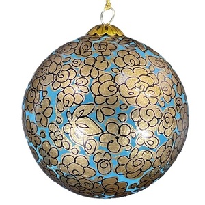 Handmade Blue Gold Paper <b>Heart</b> Christmas Ornament with Floral Pattern Classic Style <b>Hanging</b> Decor - Product Image 2
