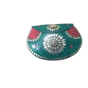 กระเป๋าคลัทช์ทรงซองจดหมายโลหะของผู้หญิงแฟชั่นอินเดียวินเทจประดับลูกปัดโมเสคสำหรับทำงานตอนเย็นมีสายสะพายไหล่ - Product Image 1