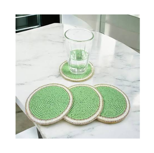 Sous-verres perlés de haute qualité en forme de cœur avec motif nœud rose, tapis et supports perlés, sous-verres perlés pour verres à vin, artisanat - Product Image 2