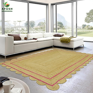 Alfombra de yute duradera con material de algodón incorporado, acabado de bordes suaves, alfombras personalizables para sala de estar y dormitorio. - Product Image 1