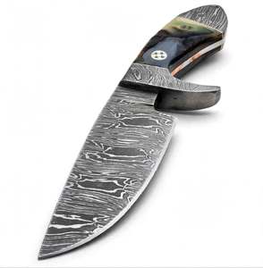 Herramienta Utilitaria Fija de Acero de Damasco Hecha a Mano OEM Personalizada con Mango de Cuerno Pulido y Refuerzo de Acero - Product Image 6