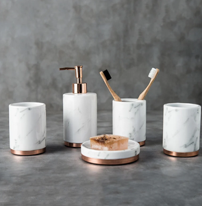 Ensemble de salle de bain de luxe en marbre, distributeur, porte-brosse à dents, porte-savon, écologique, pour la maison et l'hôtel, directement du fournisseur indien - Product Image 1