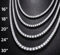 Collier tennis de luxe géométrique en argent sterling 925 / argent Tai avec moissanite, chaîne maille glacée, bijoux hip-hop unisexe 6 mm