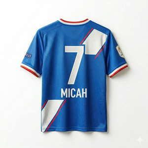 Camiseta de Fútbol Azul Rey Edición Especial "Número 7" de Micah Corporation con Faja Geométrica y Parches en las Mangas de Torneo - Product Image 2