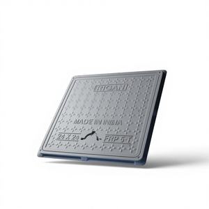 Tapa de alcantarilla cuadrada de FRP negra duradera de 24x24 para zonas peatonales y parques, superficie antideslizante, ecológica, impermeable y anticorrosiva - Product Image 1