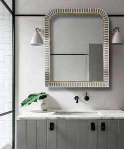 Espejo de Pared Rectangular Decorativo de Madera con Borde de Mosaico Marroquí Azul y Blanco - Product Image 3