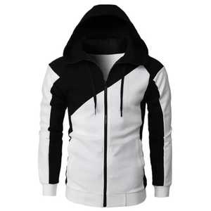 Sweat à capuche homme bicolore contrastant 100% coton molletonné coupe classique avec poche hiver respirant couleurs personnalisables cordons de serrage ajustables - Product Image 3