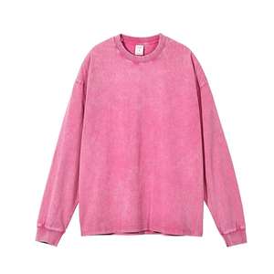 Sweat-shirt délavé unisexe en coton, coupe ample, col rond, style oversize, Y2K coréen, décontracté, vintage, à manches longues - Product Image 1