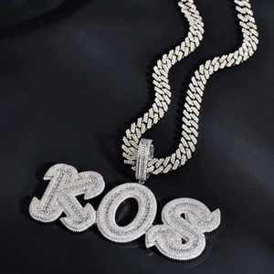 Custom Letter Number Moissanite Pendant 925 Silver Rhodium Plated <b>Iced</b> <b>Out</b> <b>Chain</b> Necklace Unisex Hip Hop Jewelry - Product Image 3