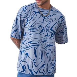 เสื้อยืดคอกลมผู้ชายทรงโอเวอร์ไซส์ ผ้าโพลีเอสเตอร์/คอตตอนผสม คุณภาพสูง เป็นมิตรกับสิ่งแวดล้อม แขนสั้น สวมใส่สบายๆ ลายกราฟิก - Product Image 1