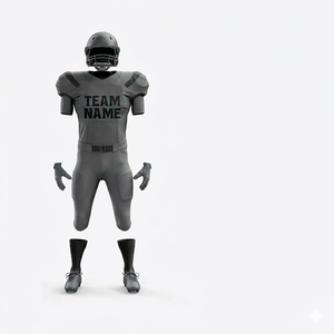 Uniforme de football américain pour hommes, gris, manches courtes, col en V, polyester respirant, toutes saisons, nom de l'équipe imprimé sur le devant - Product Image 1