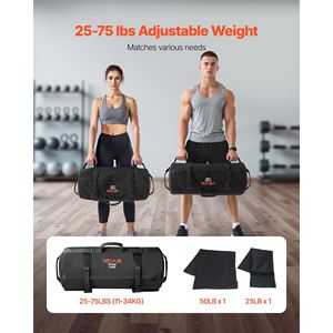 Heavy Duty Workout Sandbag 25-75 Lbs Adjustable Power Bag with Handles Slam Fitness Strength <b>Training</b> <b>Weight</b> <b>Training</b> - Product Image 5
