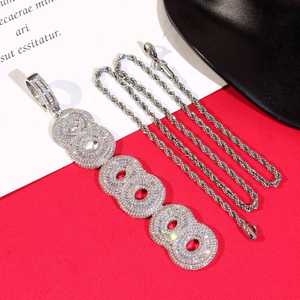 Colgante de Lujo Personalizado con Diamante Moissanita Número 8 y Plata de Ley 925, Estilo Hip Hop, Unisex, para Fiestas - Product Image 4