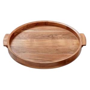 Bandeja de servir decorativa redonda de madera para decoración, centro de mesa para comedor, organizador de cocina, decoración del hogar - Product Image 1