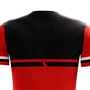 Maillot de football personnalisé pour homme, noir et rouge, à manches courtes, col rond, anti-humidité, ajusté, en polyester - Product Image 4