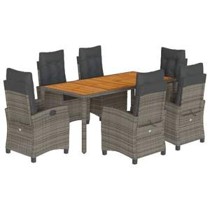 Conjunto de Comedor de Jardín para 6 Personas, Muebles de Ratán para Exteriores Resistentes a la Intemperie, Diseño Contemporáneo, Mesa de Madera Maciza - Product Image 4