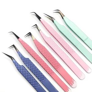 <b>Pink</b> Stainless Steel Eyelash Tweezers Smooth Tip Precision <b>Tool</b> for Lash Application Packaging - Product Image 6