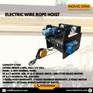Palans électriques à câble INOVIC CRM 5 tonnes avec une hauteur de levage de 6 m |   Chariot de levage métallique robuste, protection IP65, usage industriel - Product Image 4