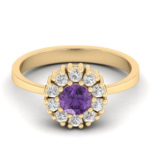 Bague Halo REYES en Argent Sterling 925 avec Moissanite Certifiée GRA et Améthyste Naturelle pour Femme – Bijoux Fins – Grande Vente - Product Image 6