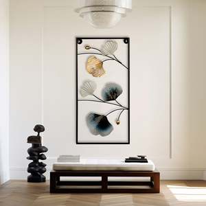 Luxury Coastal Home <b>Wall</b> Decor Blooming Metal Leaf Abstract Art Custom <b>Framed</b> Size Antique Style for Interior <b>Design</b> - Product Image 1