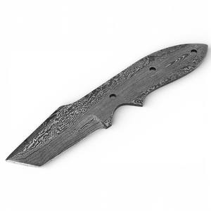 Lame de couteau de chasse à lame fixe en acier Damas, faite à la main, pleine longueur, pour le dépecage, pour la fabrication de couteaux utilitaires DIY et OEM - Product Image 1