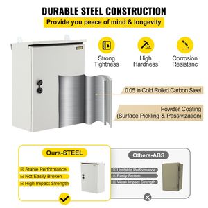 Scatola di Derivazione Elettrica 4 Vie 20x12x10 pollici, Certificata UL, Impermeabile IP65, Antipolvere, in Acciaio al Carbonio Laminato a Freddo, con Cerniera - Product Image 3