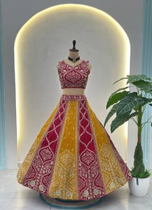 Ramdev Trading Women's Traditional Vichita Silk Lehenga Choli <b>Sequins</b> Embroidery Recycled <b>Materials</b> for Wedding Party Occasions - Product Image 6