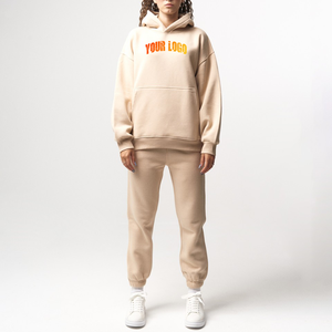 Custom Lightweight Cotton French Terry <b>Zip</b> <b>Hooded</b> Reversible Breathable Oversized Hoodie Sweatpants Set Tracksuit for Women - Product Image 4