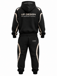 Premium Men's Black Hoodie Tracksuit Set Custom Streetwear <b>Zip</b> <b>Up</b> <b>Jacket</b> Jogger Pants Sportswear Casual Training Outfit Fashion - Product Image 4