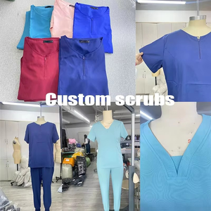 ชุดสครับสีชมพูแขนสั้นคอวี ชุดยูนิฟอร์มทางการแพทย์ระดับมืออาชีพ ระบายอากาศได้ดี ทนทาน ชุดทำงานพยาบาลในโรงพยาบาล ใส่สบาย ยืดหยุ่นได้ - Product Image 5