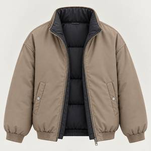 Chaqueta Bomber Reversible Ligera de Invierno para Hombre, Cuello Alto con Cierre, 100% Poliéster, Ropa Casual de Calle para Exteriores - Product Image 3