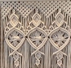 Diamond Design Macrame <b>Wall</b> <b>Hanging</b> Cotton Rope with Pine Wooden Shelf Bohemian Handmade <b>Decorative</b> <b>Wall</b> <b>Hanging</b> for Home Décor - Product Image 4