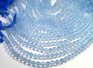 Top Grade Natural Blue Topaz Gemstone Beads 6mm Faceted Rondelle Shape 10" Inch Strand Center <b>Drill</b> Gems Valley BH Model - Product Image 3