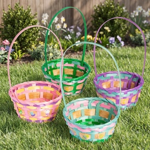 ViettimeCraft Cestas de Almacenamiento Multiusos Tejidas de Bambú Ecológicas al por Mayor para Navidad y Pascua, Cestas de Regalo Pequeñas y Grandes de Colores - Product Image 2