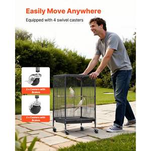 Cage à oiseaux en fer forgé à toit ouvert 18 x 18 x 30 pouces, pour chardonneret, perroquet, calopsitte, canari, perruche, fournitures - Product Image 5