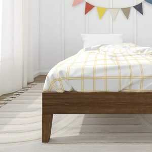 Cadre de lit double TNT – Bois de pin massif avec lattes en bois robustes, finition noyer mat non toxique - Product Image 5