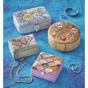 Beaded Embroidered Promotional Jewelry Storage Box Mirror Custom Velvet Earrings Necklace Set Custom Logo Heat Transfer Printing - Product Image 2
