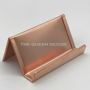 Office Decor <b>Accessories</b> Geometric Shape Card Holder Stainless Steel Metal Golden Finished Trendy Design - Product Image 3