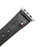 Bracelet en cuir italien de luxe Castello fait main de haute qualité pour Apple Watch, logo embossé, imprimé lézard, 42/44/45/49 mm, pour homme