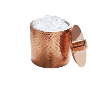 Seau à glace isotherme à double paroi en acier inoxydable, finition cuivre, fait main, avec texture moderne, en promotion - Product Image 1