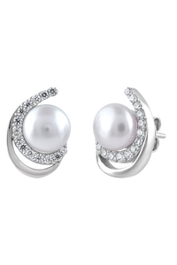 ต่างหูมุกและเพชร CZ เงินแท้ 92.5 รุ่น KLST-30237 - Product Image 2